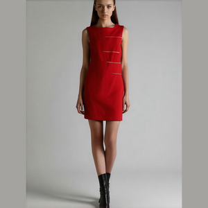 Carre Noir Red Sleeveless Midi Dress with Zipper Size 8